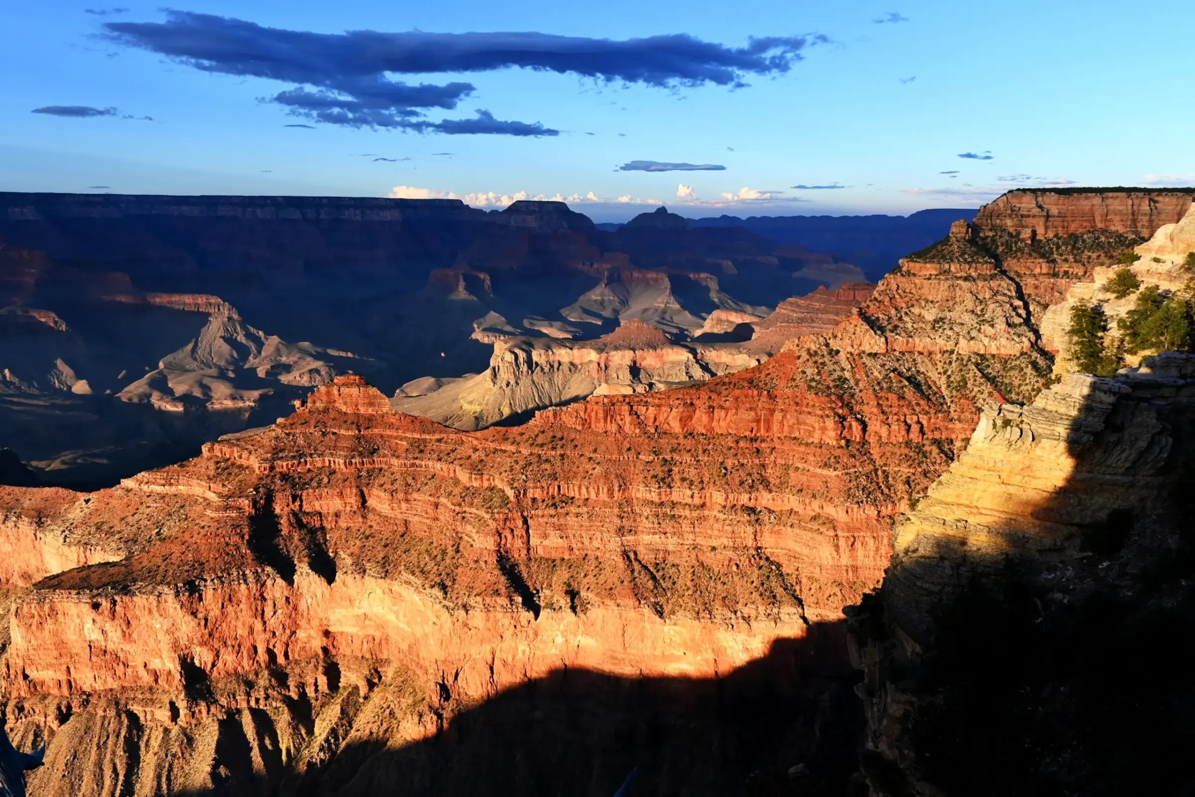 Sunlight and shadow sweeping across the South Rim of the Grand Canyon