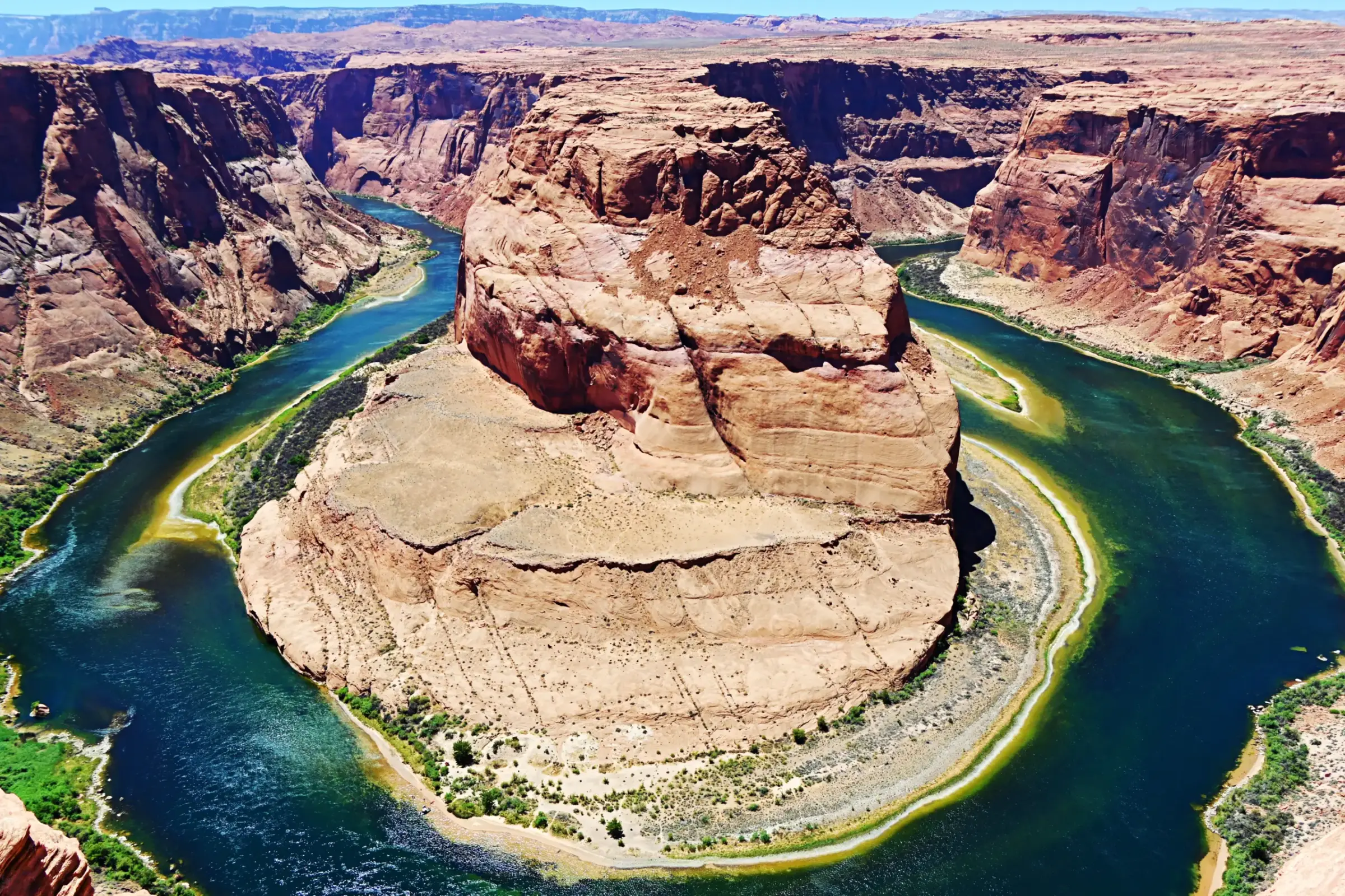 The Colorado River curving around Horseshoe Bend near Page, Arizona